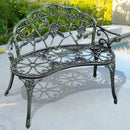 Outdoor Cast Aluminum Patio Bench Antique Rose by LJGDeals