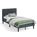 Upholstered Bed Base with Button Stitched Headboard by LJGDeals
