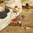 Christmas Gnome Wine & Water Glasses With Dwarf Wood Cover - Set of 2-17.5oz