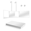 3 Way Mirror for Hair Cutting, 360 Degree Trifold Mirror with Height Adjustable Telescoping Hooks