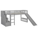 Loft Stairway Bed With 2 Drawers, Convertible Ladder And Slide by HouseOfZazla