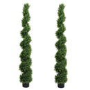 6FT Two-Tone Spiral-Shaped Potted Cedar Tree Set