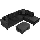Modern Sectional Sofa With Storage Ottoman, L - Shape Couch With 2 Pillows And Cup Holders by HouseOfZazla