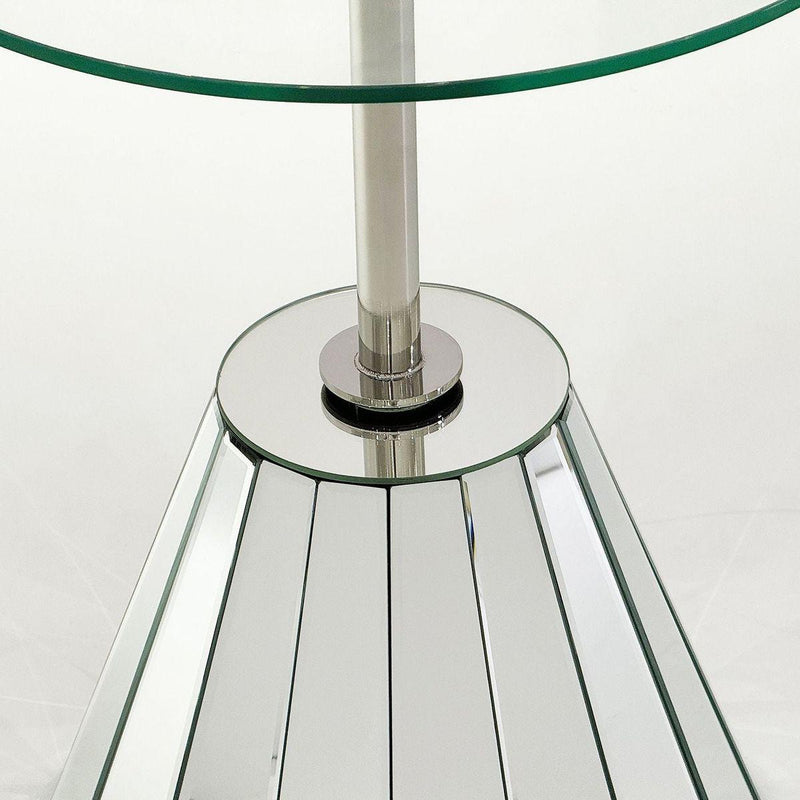 Mirrored Coffee Table Side Table Tempered Glass Desktop Round End Table Small End Table Side Table Coffee Table Bedside Table Night Stand for Living Room Bedroom