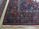 9x12 Persian Sarouk Rug - Semi Open Field Medallion Rug - Ivory Red Blue Hand Knotted Wool Oriental Carpet 9 x 12 Antique Rug - Vegetable Dyes