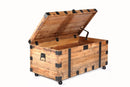 Trunk Table With Four Wheel Large Capacity Storage Coffee Table - Natural / Black by Unique Piece Furniture