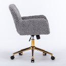 Office Chair, Artificial Rabbit Hair Home Office Chair With Metal Base, Adjustable Desk Chair Swivel Office Chair, Vanity Chair by Unique Piece Furniture