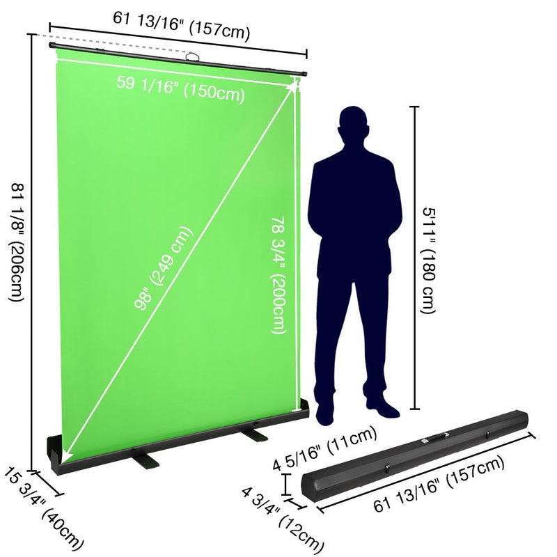 InstaHibit Green Screen Chromakey Backdrop Floorstanding 6.6 ft