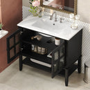 Bathroom Vanity With Ceramic Sink, Adjustable & Open Shelf by HouseOfZazla