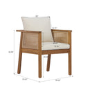 7 Pieces Acacia Wood Outdoor Dining Set with Cream Cushions and Natural Wicker by HouseOfZazla