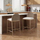 Farmhouse Barstools Set of 2, Upholstered Armless Iron Counter Stools