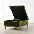 Knox - Square Storage Cocktail Ottoman - Olive Green by HouseOfZazla