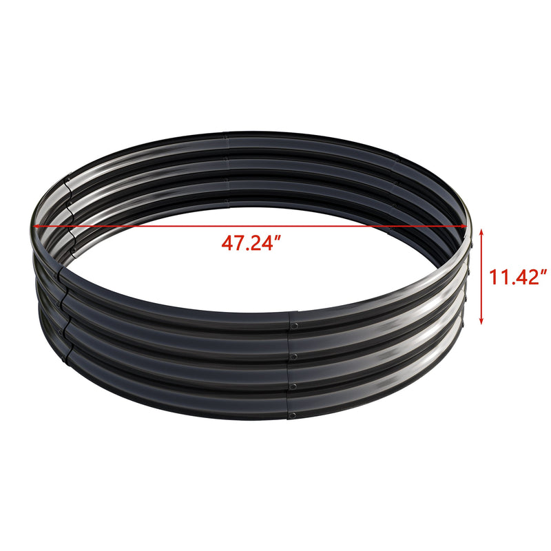 47.24x11.4" Tall Round Raised Garedn Bed,Metal Raised Beds for Vegetables, Outdoor Garden Raised Planter Box, Backyard Patio Planter Raised Beds for Flowers, Herbs, Fruits Black