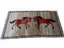 4 X 7 Handmade Hand-Knotted Quality Wool Rug Pictorial Horses Veggie Dyes Tribal