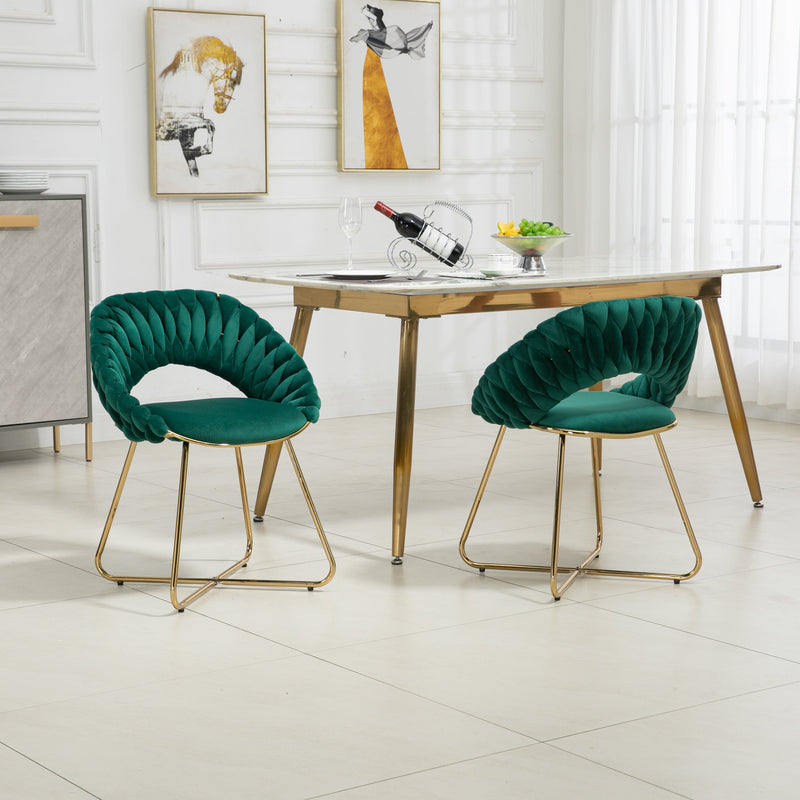 Accent Chairs Set of 2, Velvet Side Chairs with Gold Legs, Mid-Century Upholstered Dining Chairs for Living Room, Kitchen, Bedroom, Beauty Room