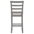 5-Piece Multi-Functional Rubber Wood Counter Height Dining Set with Padded Chairs and Integrated 9 Bar Wine Compartment, Wineglass Holders for Dining Room (Gray)