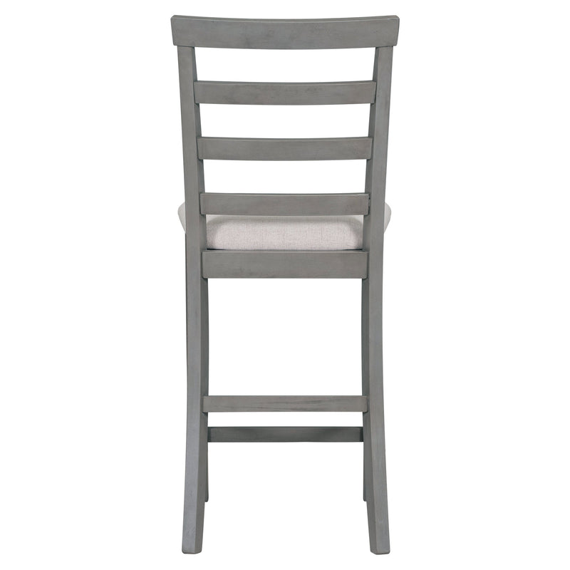 5-Piece Multi-Functional Rubber Wood Counter Height Dining Set with Padded Chairs and Integrated 9 Bar Wine Compartment, Wineglass Holders for Dining Room (Gray)