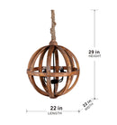 4 - Light Wood Chandelier, Hanging Light Fixture with Adjustable Chain for Kitchen Dining Room Foyer Entryway, Bulb Not Included