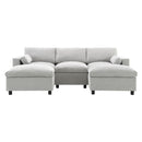 Modular Sectional With Storage Pockets, 5 Seat U Shaped Couch Set With Pillows, Free Combination Modern Cloud Sofa With 2 Movable Ottoman
