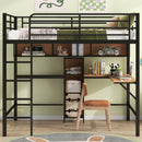 Full Size & Loft Bed With L-Shaped Desk And Shelves - Black by Unique Piece Furniture