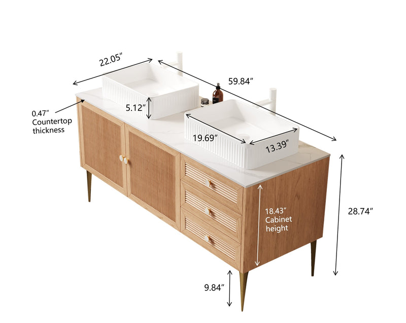 MUNIN 60" Bathroom Vanity with Sinks, photo 5 of 5
