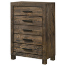 Bren - 5 Drawer Chest With Handles And Block Legs - Rustic by HouseOfZazla