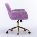 Office Chair, Artificial Rabbit Hair Home Office Chair With Metal Base, Adjustable Desk Chair Swivel Office Chair, Vanity Chair by Unique Piece Furniture