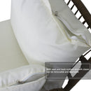 6PCS Outdoor Patio Balcony Natural Color Wicker Sofa Chair Set with Beige Cushion,Round Tempered Glass Table