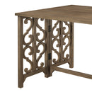 3-Piece Retro Dining Set Solid Wood Counter Height Pub Set Foldable Table with 2 Saddle Stools for Kitchen, Small Space (Distressed Brown)