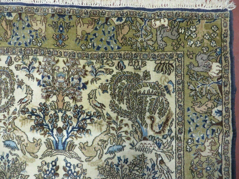 4' X 6 Handmade India Oriental Fine Pictorial Tree Of Life Wool Silk Rug Wow