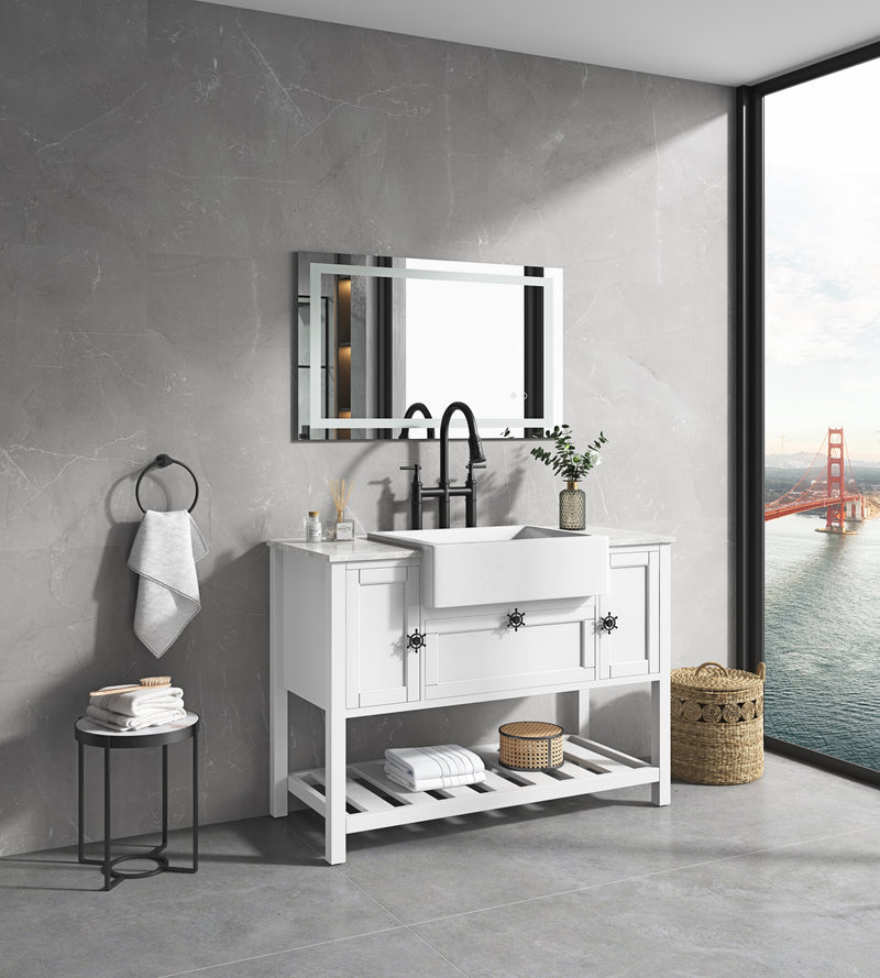 40x24 LED Lighted Bathroom Wall Mounted Mirror with High Lumen+Anti-Fog Separately Control+Dimmer Function