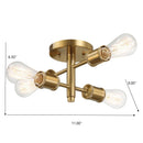 Ephemeral - 4 Lights Semi Flush Mount Ceiling Pendant - Antique Brass / Clear / Gold by HouseOfZazla