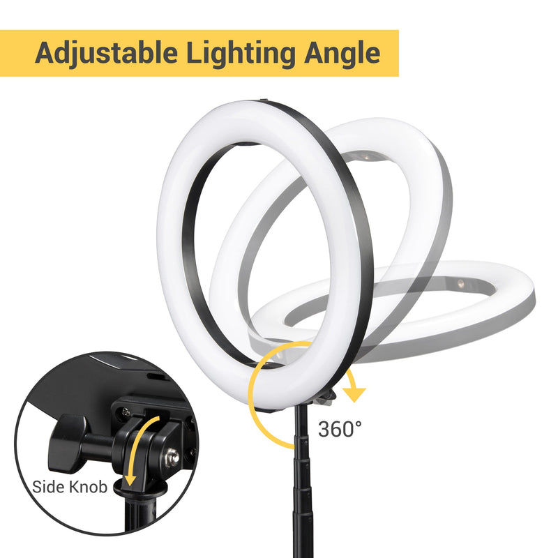 Yescom 10" Travel Ring Light Dimmable Selfie Light w/ Phone Holder