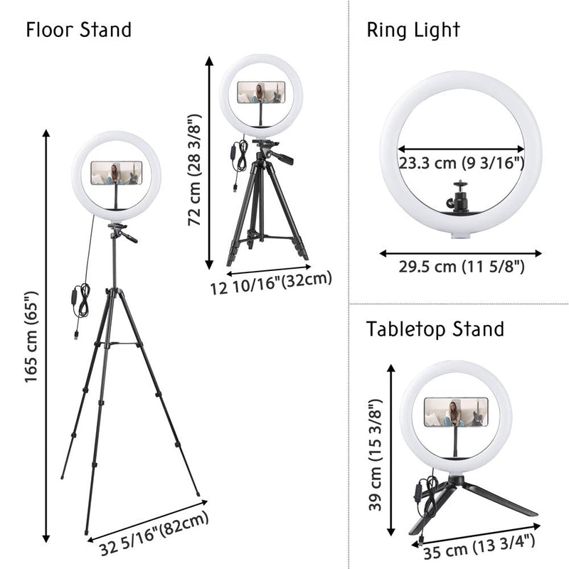 Yescom 12" Ring Light w/ Stand, Ball Head, Phone Holder Sociallight