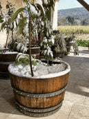 Whiskey & Wine Barrel Half-Barrel Planter — Multi-Use, Wine-Stained Oak