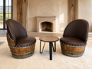 Whiskey & Wine Barrel Steel-Leg Center Table — Reclaimed Oak Top