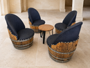 Whiskey & Wine Barrel Modern Table Set — Table and Chairs, Reclaimed Oak