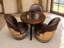 Whiskey & Wine Barrel Steel-Leg Table Set — 3 Chairs, Modern Build