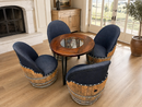 Whiskey & Wine Barrel Steel-Leg Table Set — 4 Chairs, Modern Build
