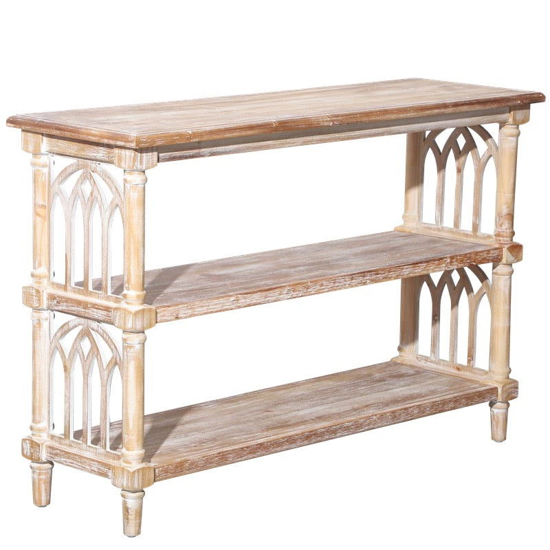 Rustic 3-Tier Console Table with Gothic-Inspired Details, photo 5 of 10