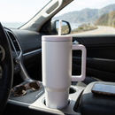 40 oz. Stainless Steel Modern Tumbler with Handle & Straw - White by creativegiftsdirect