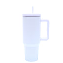 40 oz. Stainless Steel Modern Tumbler with Handle & Straw - White by creativegiftsdirect