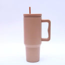40 oz. Stainless Steel Modern Tumbler with Handle & Straw - Tan by creativegiftsdirect