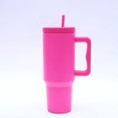 40 oz. Stainless Steel Modern Tumbler with Handle & Straw - Hot Pink by creativegiftsdirect