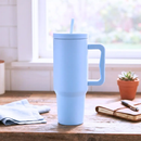 40 oz. Stainless Steel Modern Tumbler with Handle & Straw - Light Blue by creativegiftsdirect