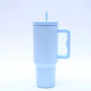 40 oz. Stainless Steel Modern Tumbler with Handle & Straw - Light Blue by creativegiftsdirect