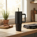 40 oz. Stainless Steel Modern Tumbler with Handle & Straw - Black by creativegiftsdirect