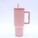 40 oz. Stainless Steel Modern Tumbler with Handle & Straw - Pink by creativegiftsdirect