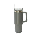40 Oz Stainless Steel Tumbler with Handle & Straw - Grey by creativegiftsdirect
