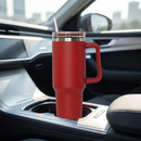 40 Oz Stainless Steel Tumbler with Handle & Straw - Red by creativegiftsdirect